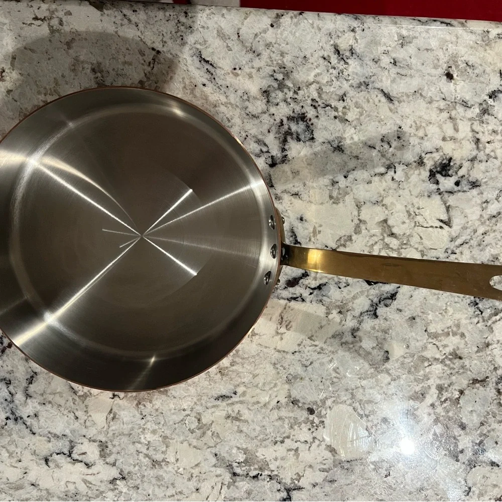 Williams Sonoma Copper Saucepan with Brass Handle